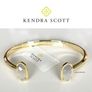 Kendra Scott Elton Gold Cuff Bracelet Slate Gray Opalite Illusion Stone NWT